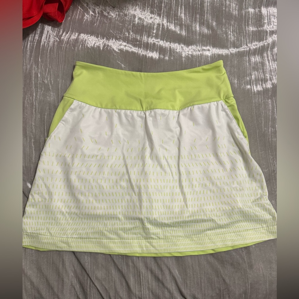 Adidas, golf or tennis skirt, lime, green and white